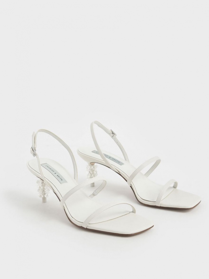 Charles & Keith Geometric Heel Riemchensandalen Weiß | 973MRDTSL