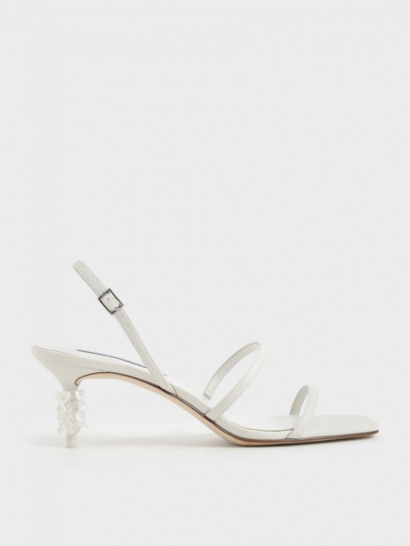 Charles & Keith Geometric Heel Riemchensandalen Weiß | 973MRDTSL