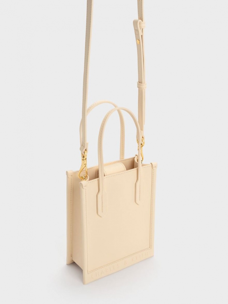 Charles & Keith Geometric Tragetaschen Beige | 709EGPUAL