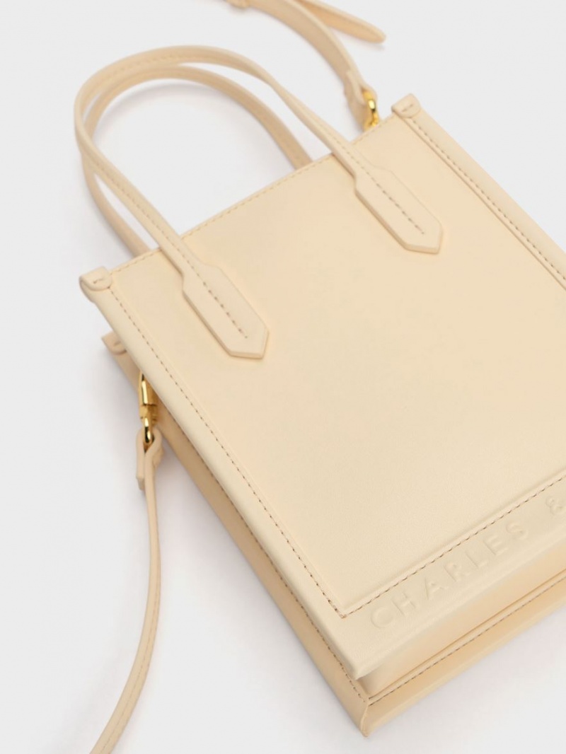 Charles & Keith Geometric Tragetaschen Beige | 709EGPUAL