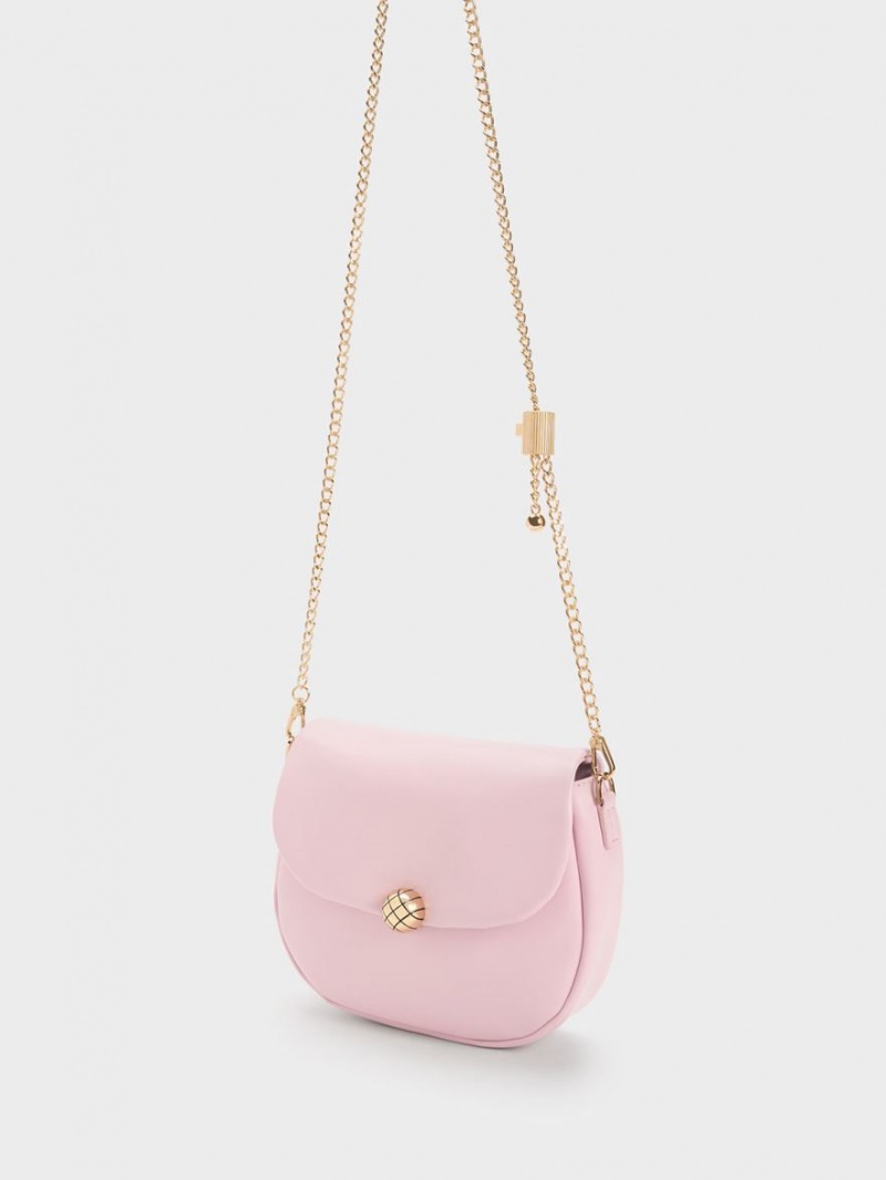 Charles & Keith Gesteppt Ball Curved Crossbody Taschen Rosa | 321XZYLBP