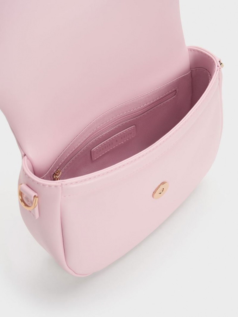 Charles & Keith Gesteppt Ball Curved Crossbody Taschen Rosa | 321XZYLBP