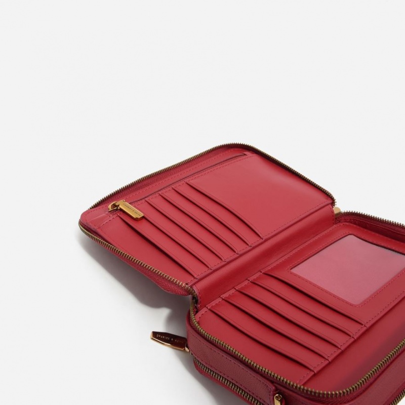 Charles & Keith Gesteppt Boxy Long Geldbörse Rot | 351GQXMSZ