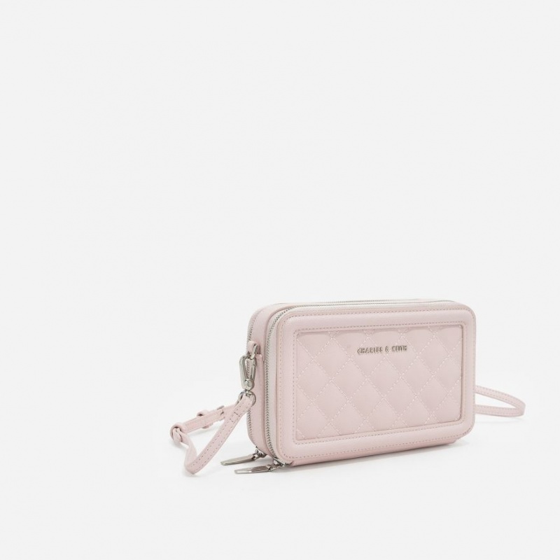 Charles & Keith Gesteppt Boxy Long Geldbörse Rosa | 795UJFYDS