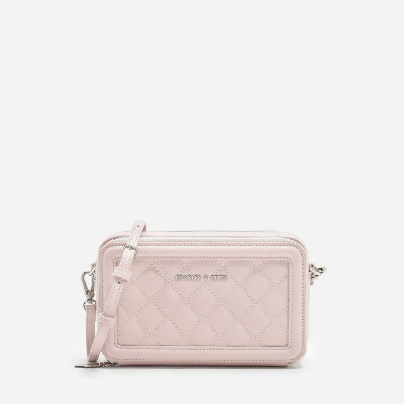 Charles & Keith Gesteppt Boxy Long Geldbörse Rosa | 795UJFYDS