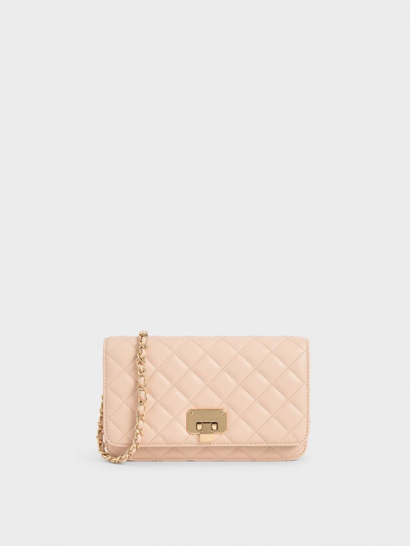 Charles & Keith Gesteppt Flip-Lock Clutch Tasche Beige | 823TXLQWS