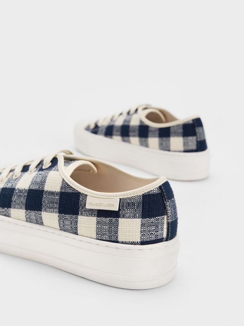 Charles & Keith Gingham Sneakers Dunkelblau | 867PZKWAQ