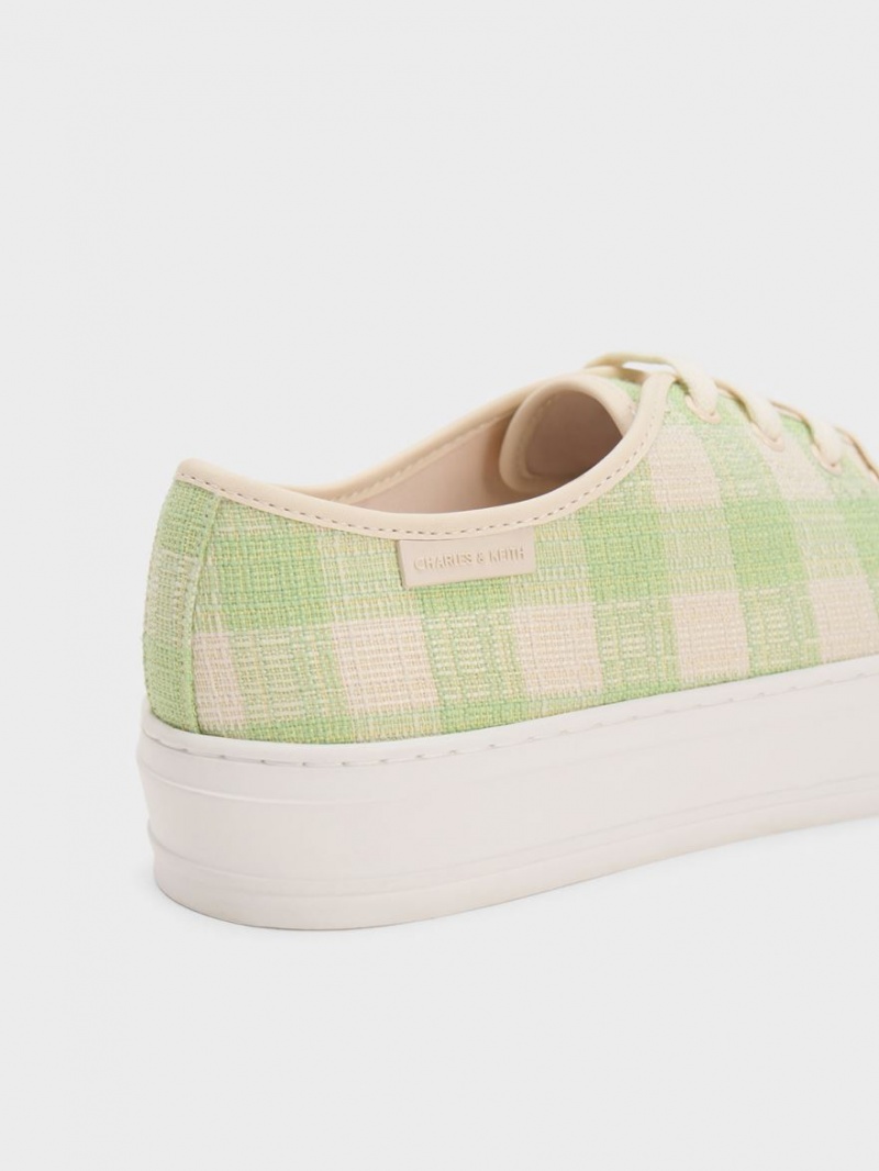 Charles & Keith Gingham Sneakers Grün | 953VPFNUG