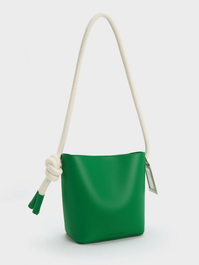 Charles & Keith Gwiana Knotted Bucket Tasche Grün | 578IQTGEK