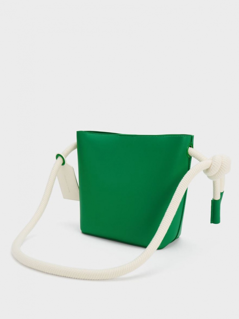 Charles & Keith Gwiana Knotted Bucket Tasche Grün | 578IQTGEK