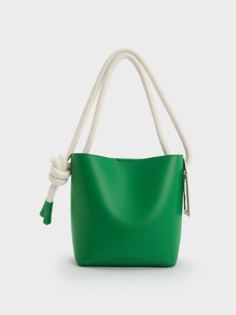 Charles & Keith Gwiana Knotted Bucket Tasche Grün | 578IQTGEK