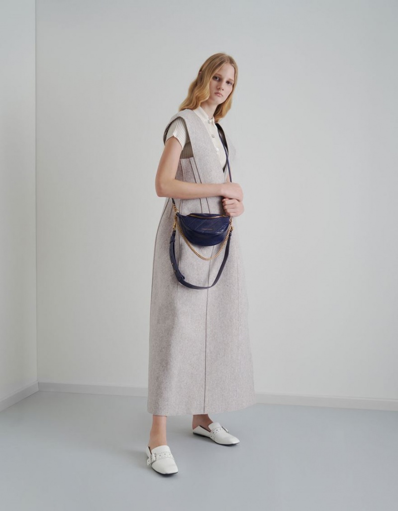 Charles & Keith Half Moon Crossbody Taschen Dunkelblau | 971PLXKGF