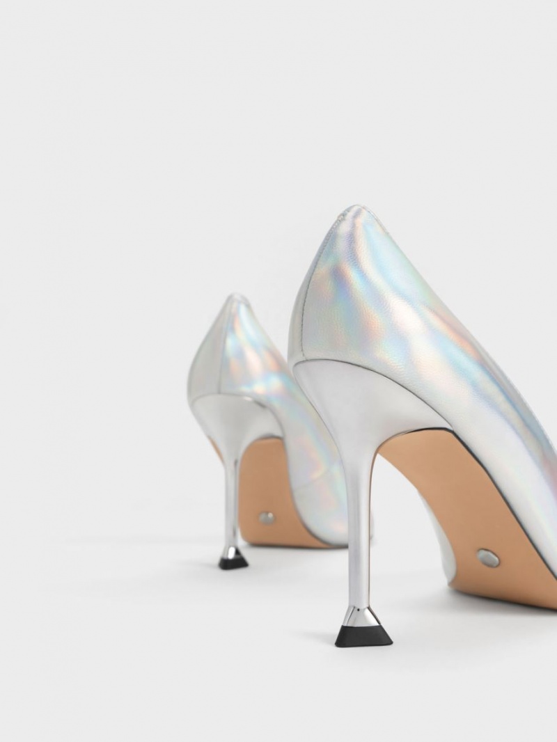 Charles & Keith Holographic Leder Gem-Embellished Pumps Mehrfarbig | 530PFGEQT