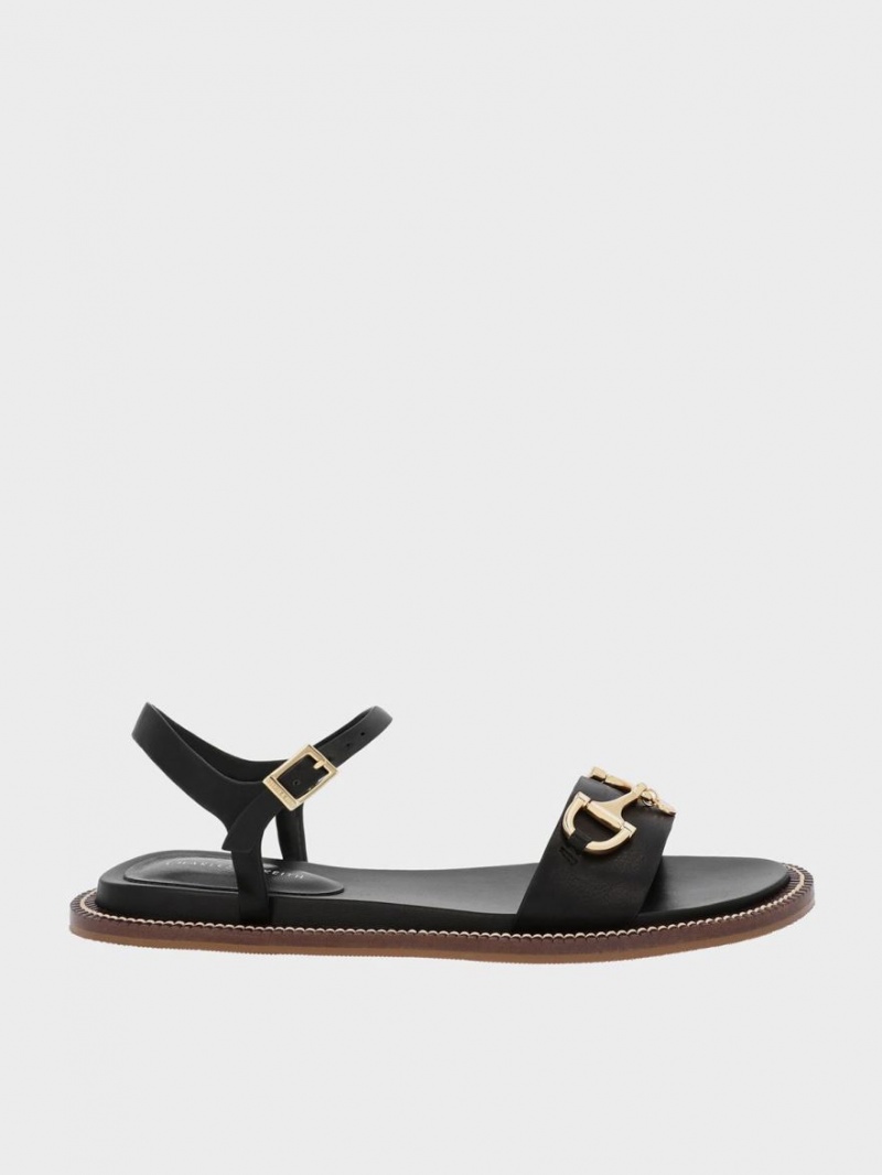 Charles & Keith Horsebit Back Riemchensandalen Schwarz | 248ATNEOD