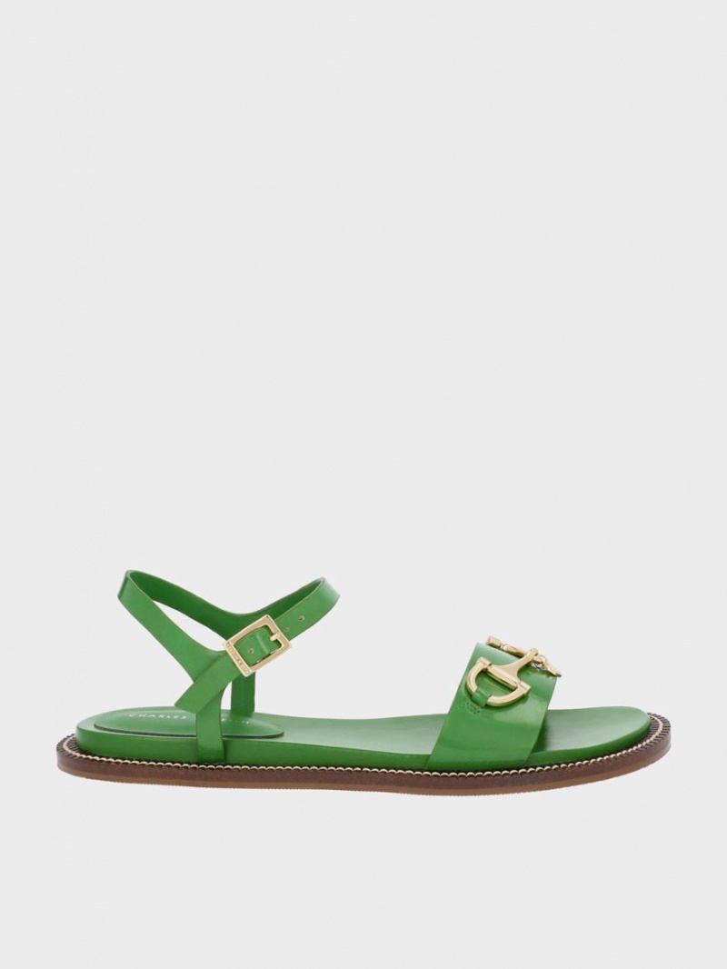 Charles & Keith Horsebit Back Riemchensandalen Grün | 947OSMJZF