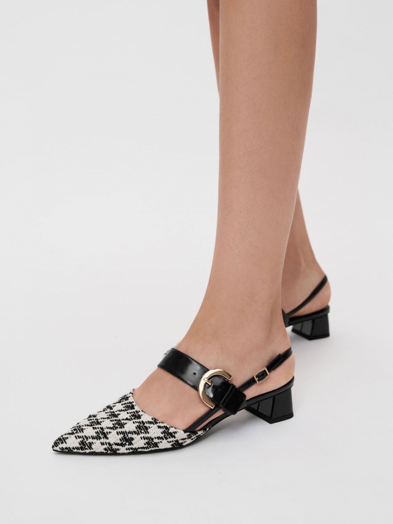 Charles & Keith Houndstooth Buckled Slingback Pumps Mehrfarbig | 274BWPCAG