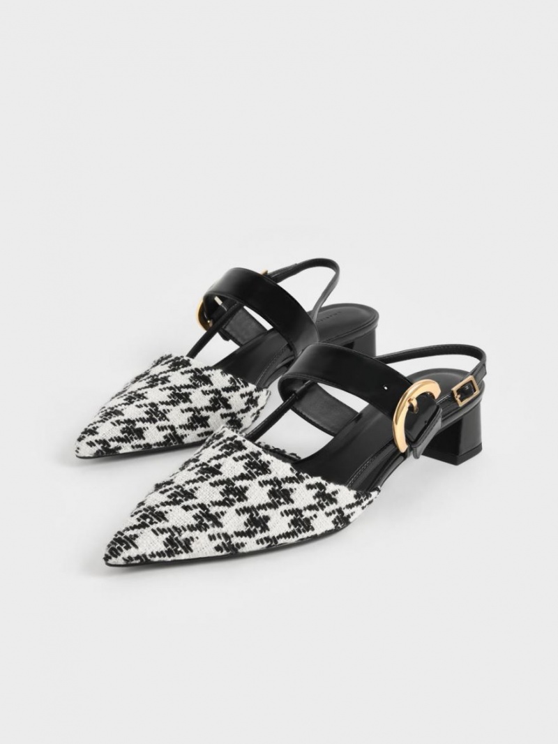 Charles & Keith Houndstooth Buckled Slingback Pumps Mehrfarbig | 274BWPCAG