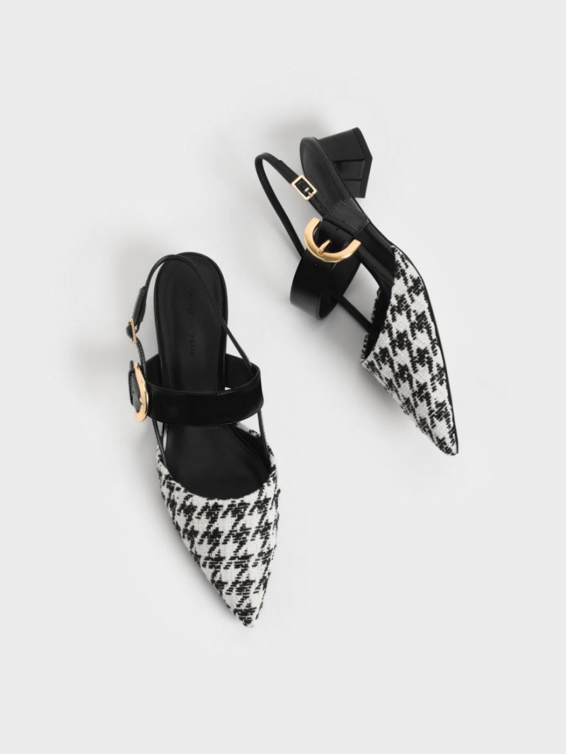 Charles & Keith Houndstooth Buckled Slingback Pumps Mehrfarbig | 274BWPCAG