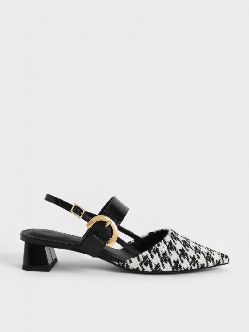 Charles & Keith Houndstooth Buckled Slingback Pumps Mehrfarbig | 274BWPCAG