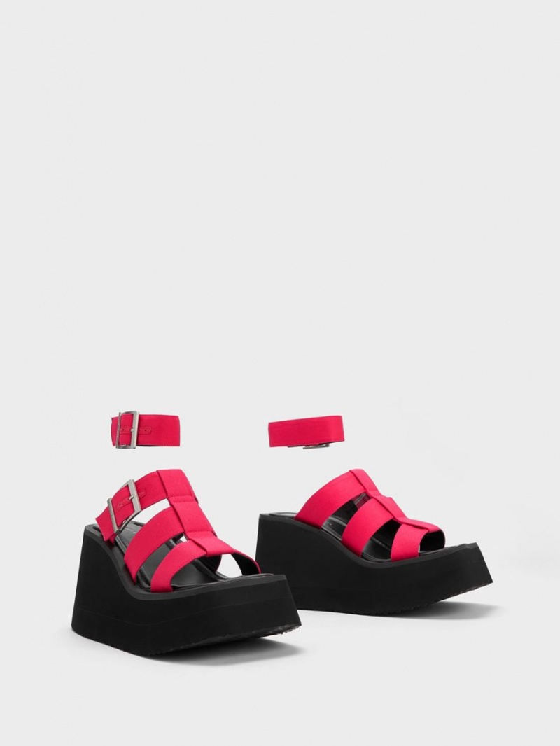 Charles & Keith IIsa Flatform Gladiator Plateausandalen Fuchsie | 120ZLPJFM