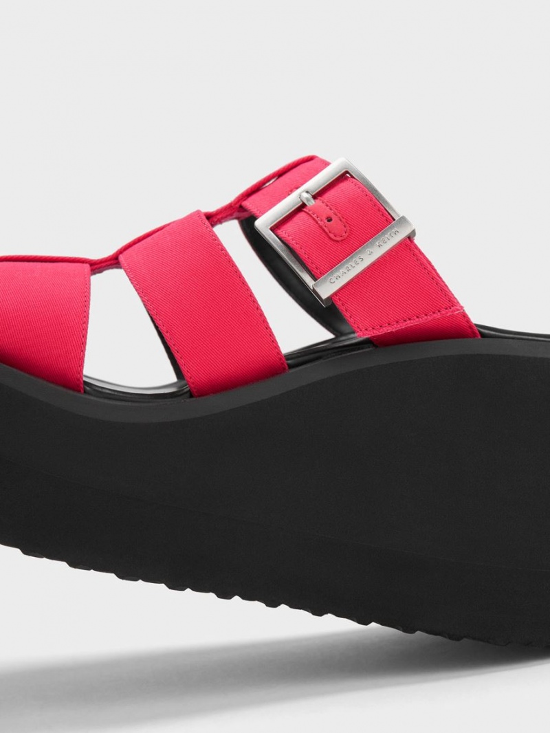 Charles & Keith IIsa Flatform Gladiator Plateausandalen Fuchsie | 120ZLPJFM