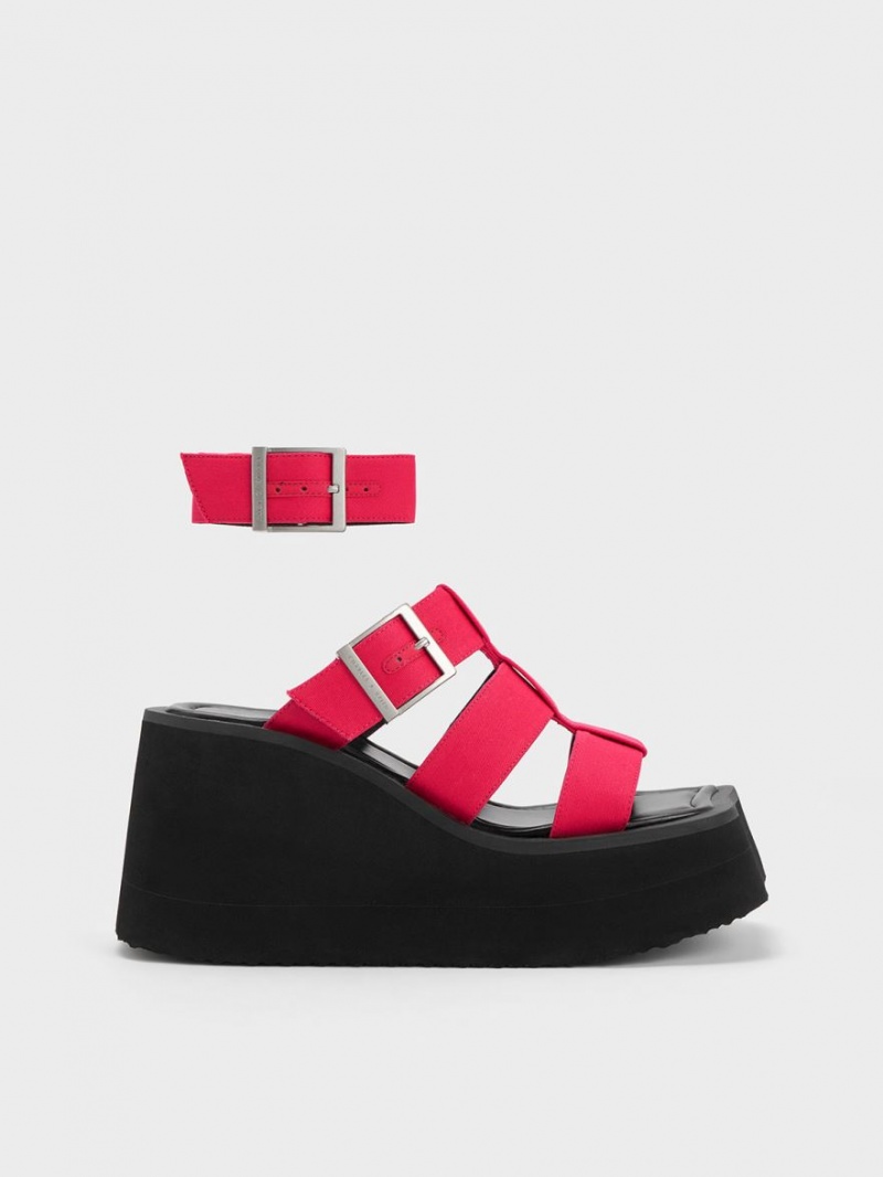 Charles & Keith IIsa Flatform Gladiator Plateausandalen Fuchsie | 120ZLPJFM