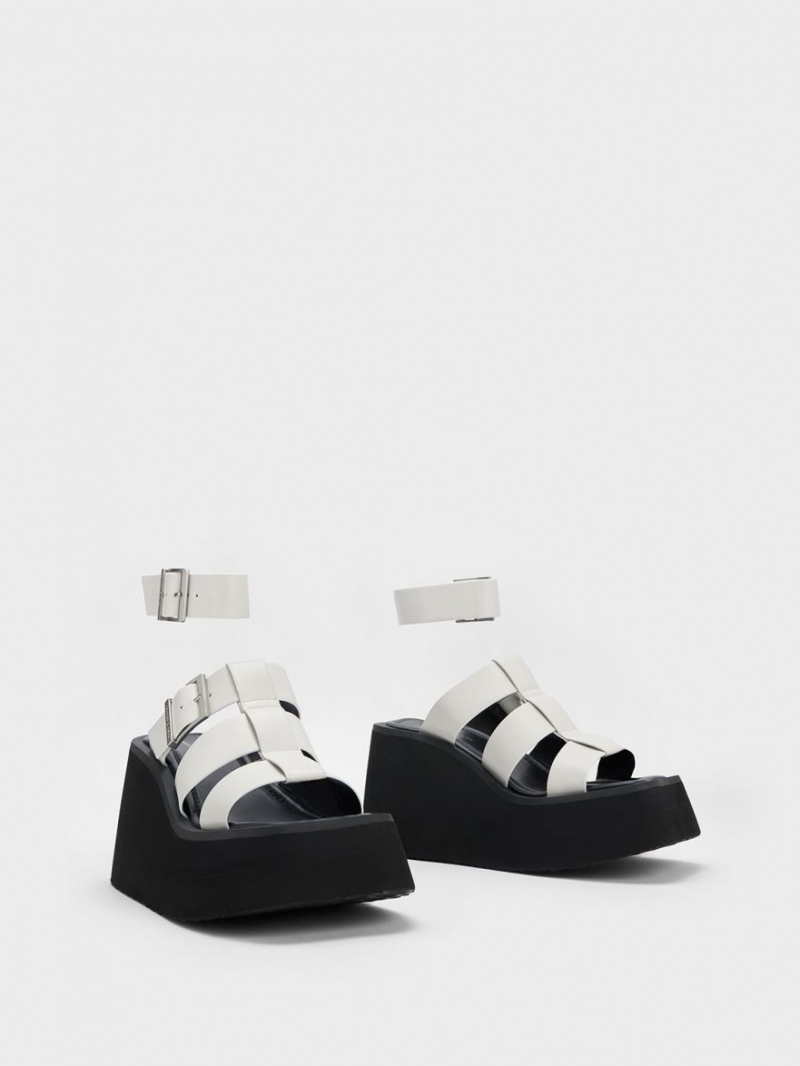 Charles & Keith IIsa Flatform Gladiator Plateausandalen Weiß | 019PZYDXI