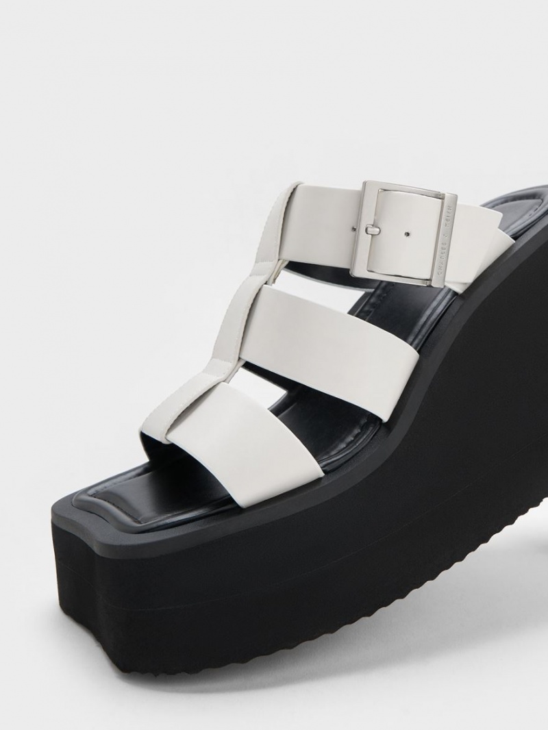 Charles & Keith IIsa Flatform Gladiator Plateausandalen Weiß | 019PZYDXI