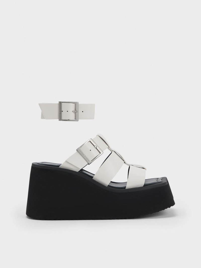 Charles & Keith IIsa Flatform Gladiator Plateausandalen Weiß | 019PZYDXI