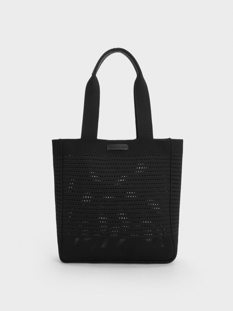 Charles & Keith Ida Gestrickt Tragetaschen Schwarz | 409SIKWTY