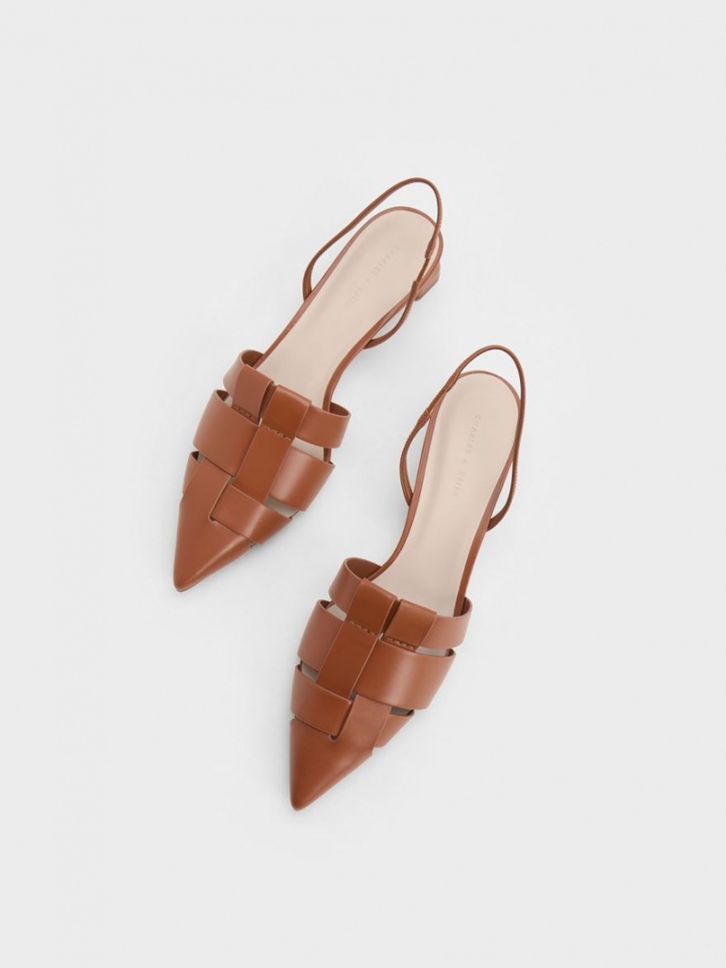 Charles & Keith Interwoven Slingback Pumps Braun | 902YBMQEG