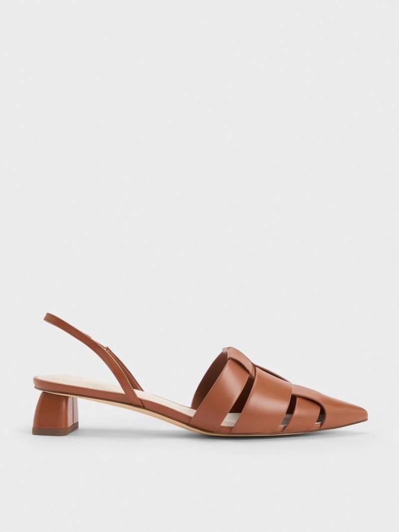 Charles & Keith Interwoven Slingback Pumps Braun | 902YBMQEG