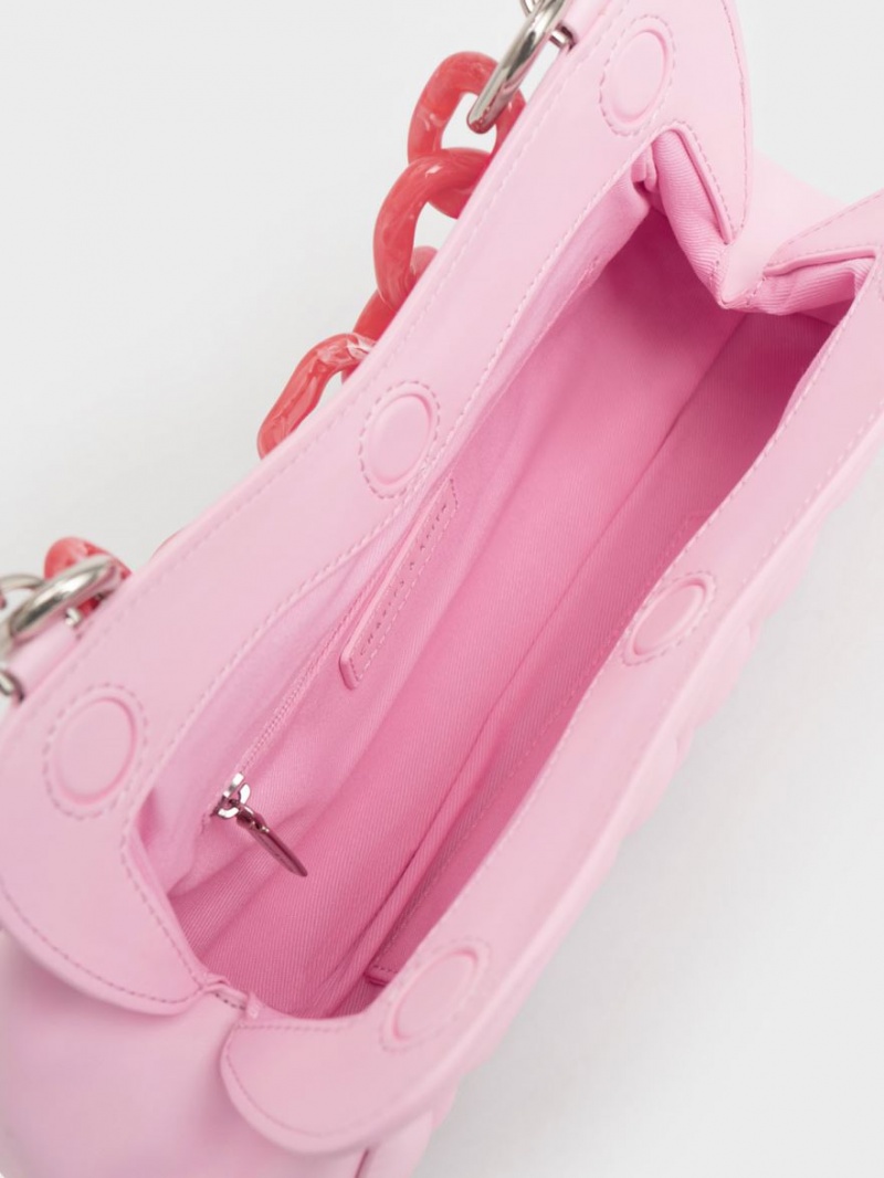 Charles & Keith Iva Acrylic Handle Clutch Tasche Rosa | 095HJALRE