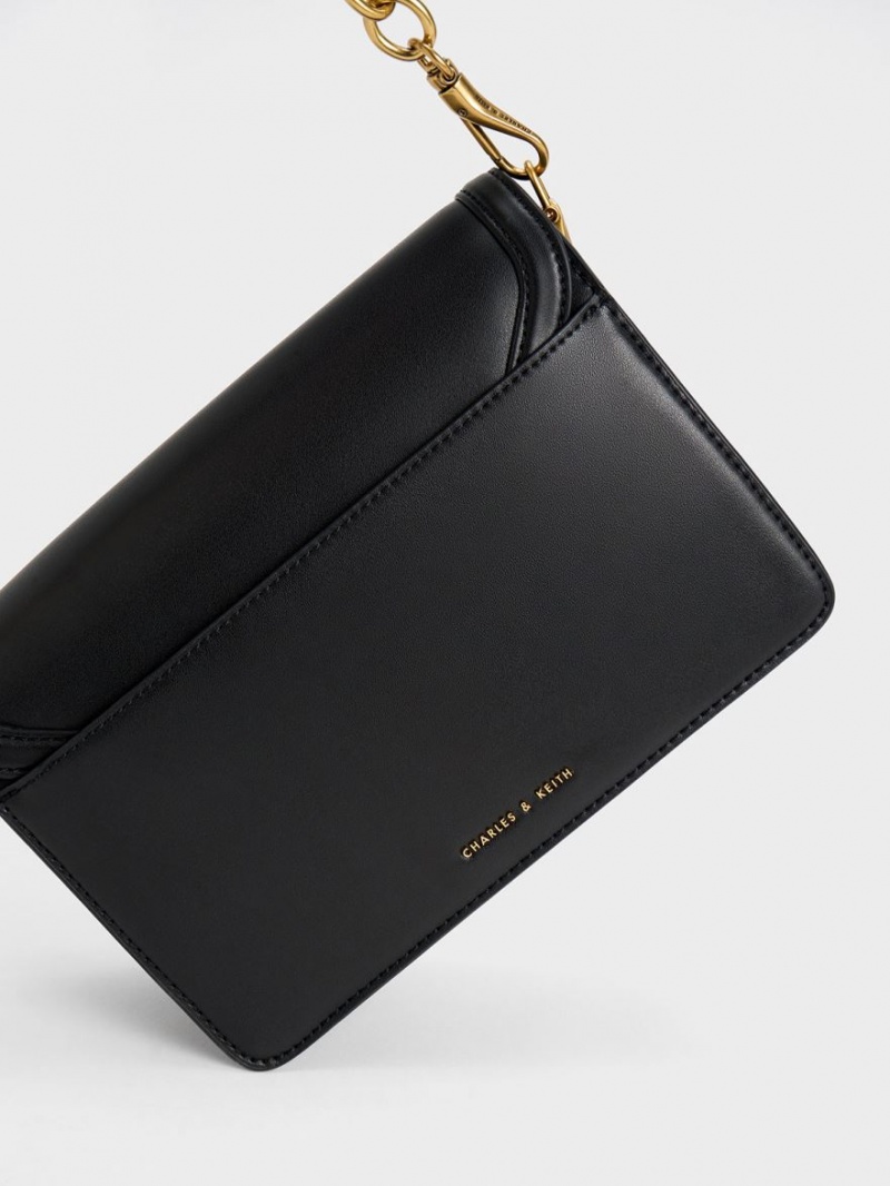 Charles & Keith Joelle Envelope Schultertaschen Schwarz | 817YJKHRU