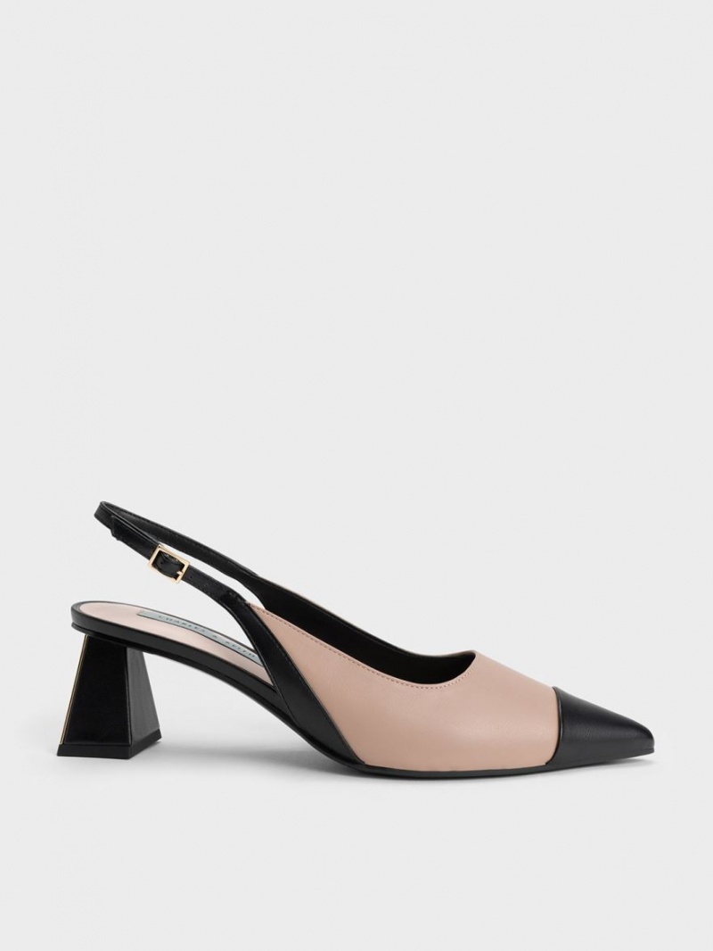 Charles & Keith Kappe Cap Slingback Pumps Beige | 685WSFXDU