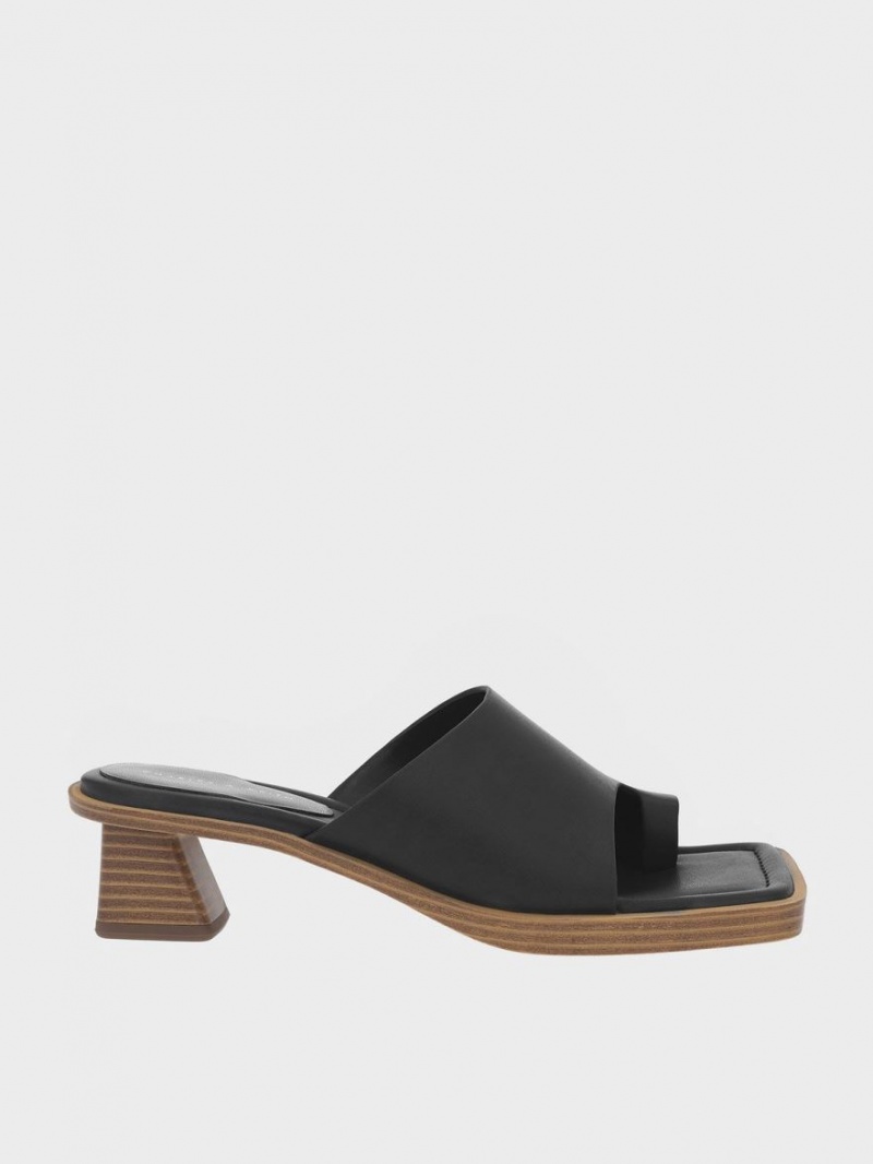 Charles & Keith Kappe Ring Stacked Sandalen Absatz Schwarz | 518XSYWBP