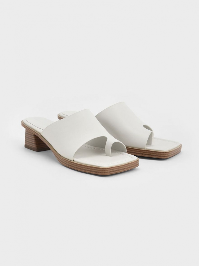 Charles & Keith Kappe Ring Stacked Sandalen Absatz Weiß | 540KHYXDB