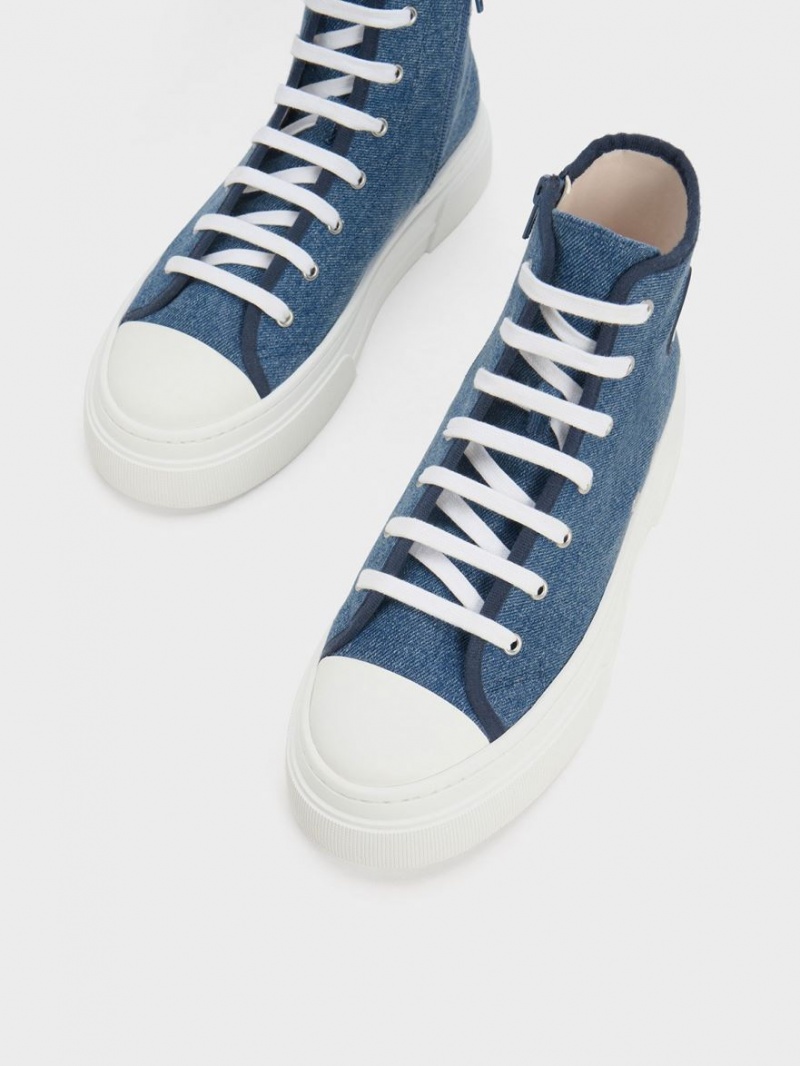 Charles & Keith Kay Canvas Hohe Sneaker Blau | 409RIVKNC