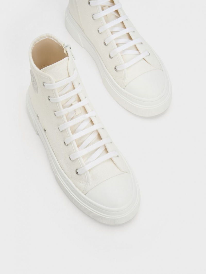 Charles & Keith Kay Canvas Hohe Sneaker Weiß | 068QSMWJX