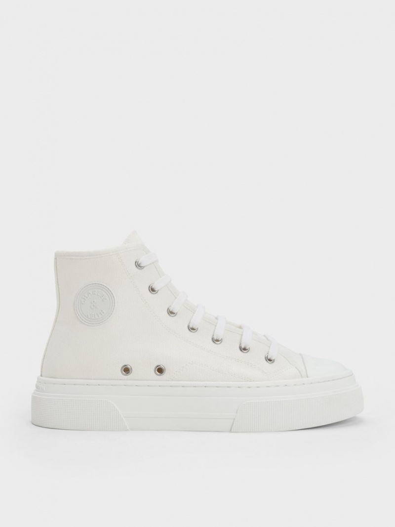 Charles & Keith Kay Canvas Hohe Sneaker Weiß | 068QSMWJX