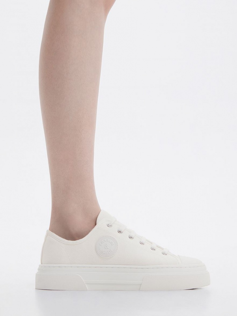 Charles & Keith Kay Canvas Sneakers Weiß | 764XVAYSK