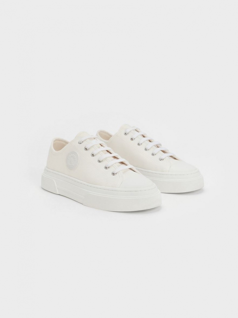 Charles & Keith Kay Canvas Sneakers Weiß | 764XVAYSK