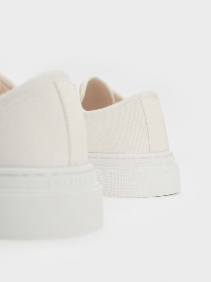 Charles & Keith Kay Canvas Sneakers Weiß | 764XVAYSK