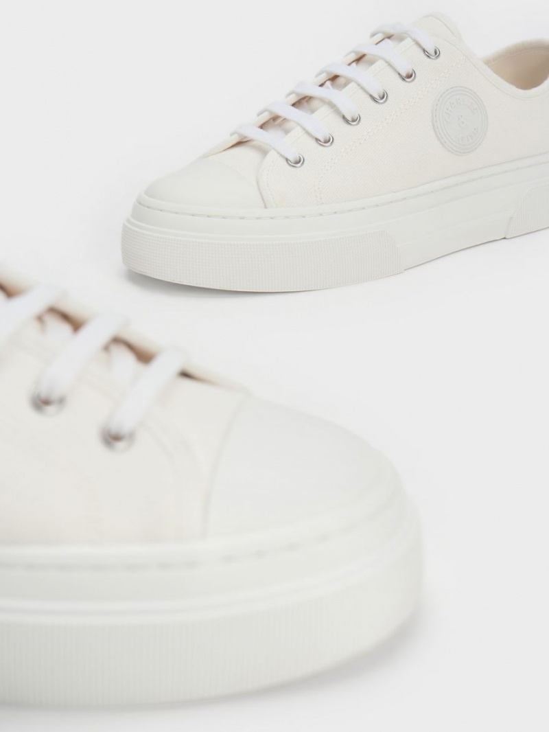 Charles & Keith Kay Canvas Sneakers Weiß | 764XVAYSK