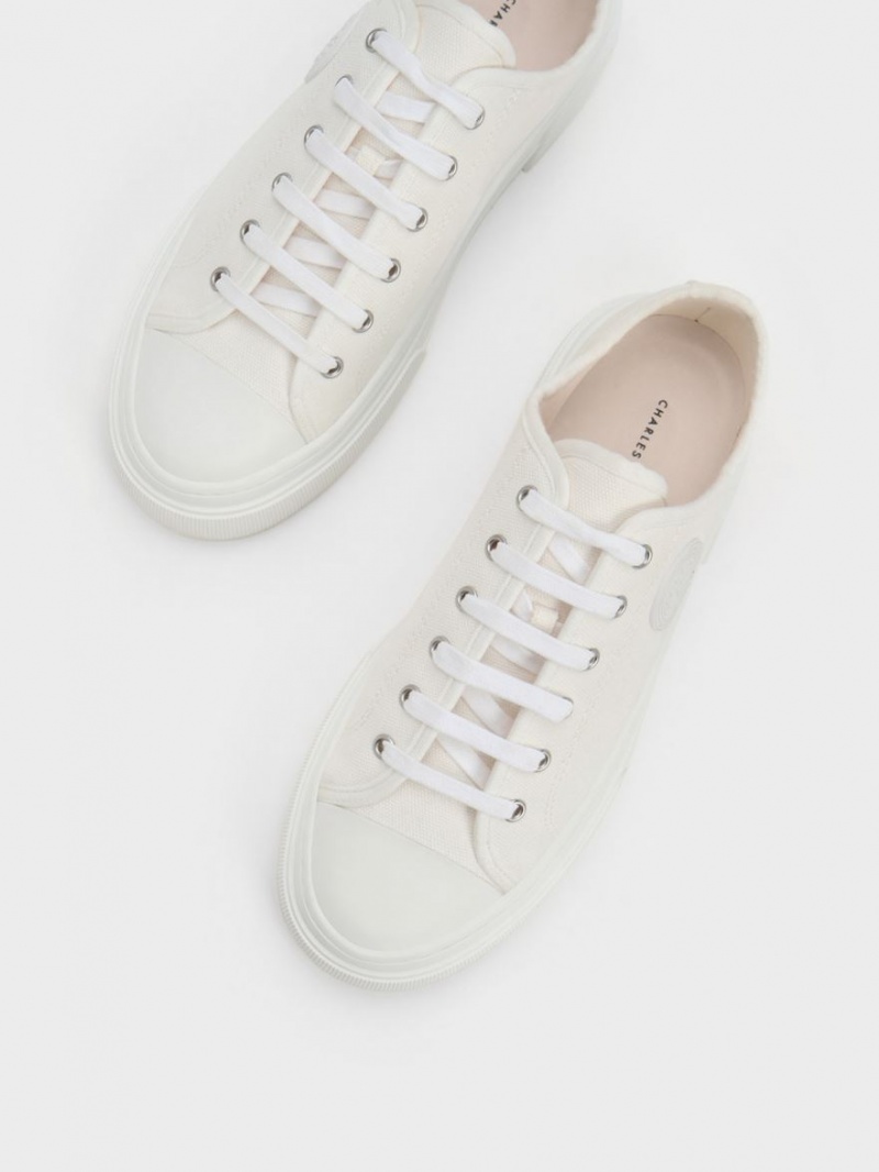 Charles & Keith Kay Canvas Sneakers Weiß | 764XVAYSK