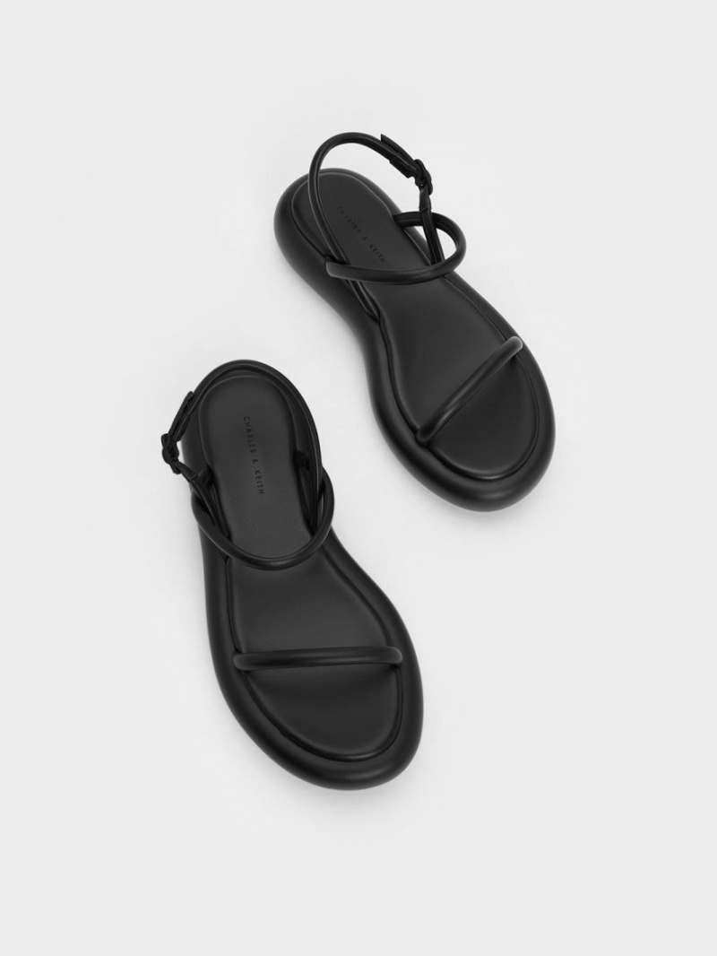 Charles & Keith Keiko Gepolstert Plateausandalen Schwarz | 786ORUVCD