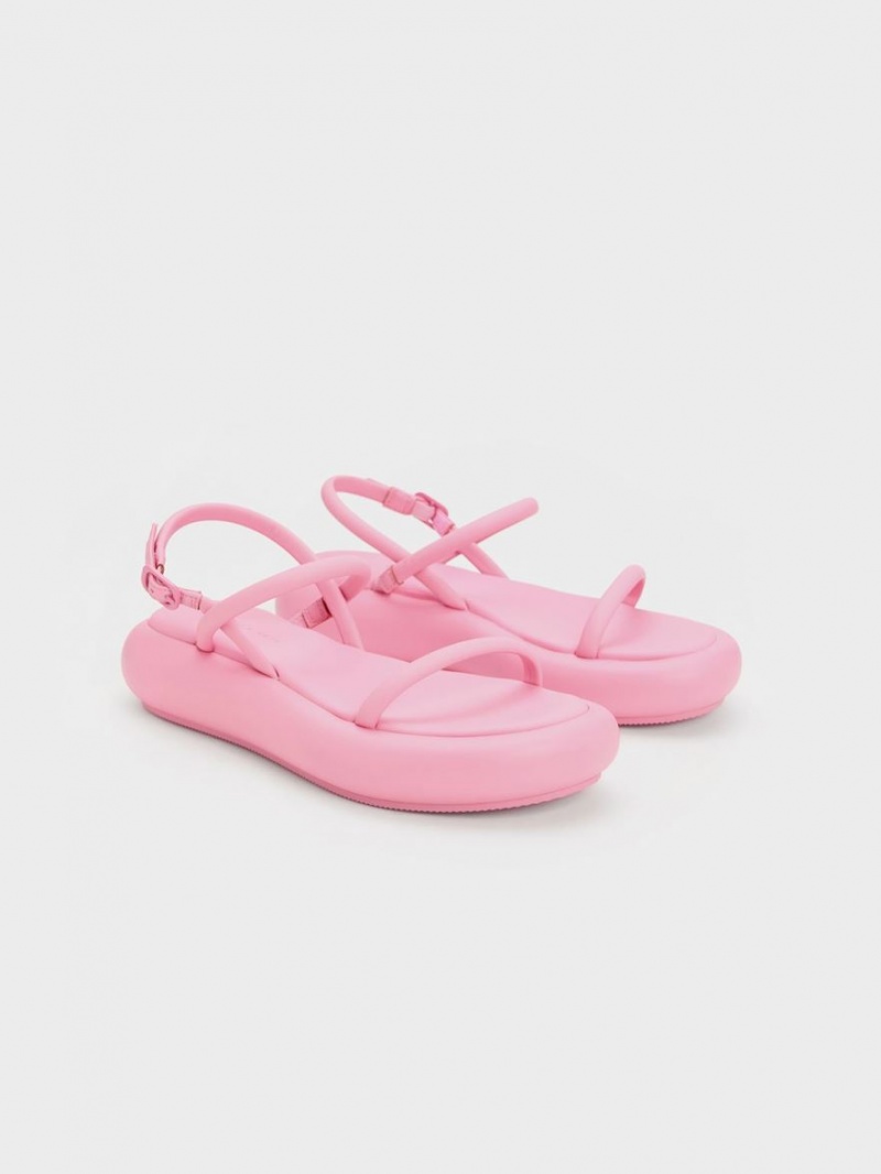 Charles & Keith Keiko Gepolstert Plateausandalen Rosa | 468FYQEZO