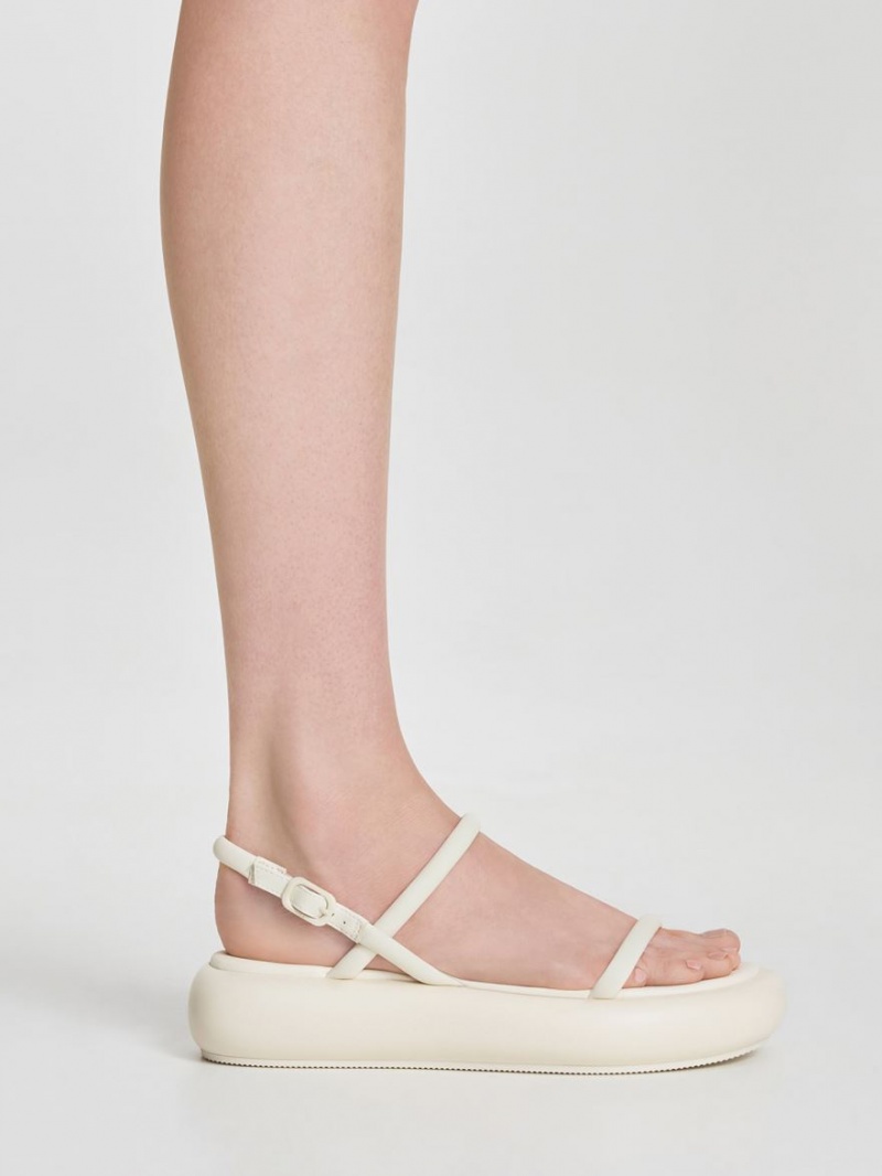 Charles & Keith Keiko Gepolstert Plateausandalen Weiß | 623FPSBRJ