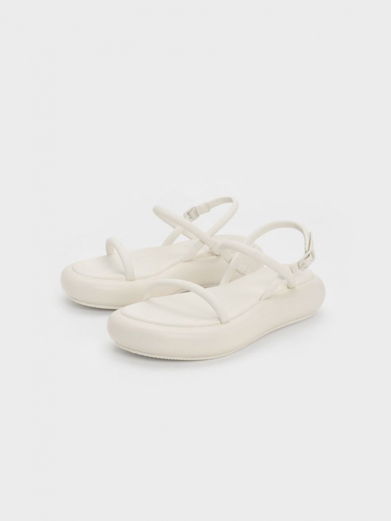 Charles & Keith Keiko Gepolstert Plateausandalen Weiß | 623FPSBRJ