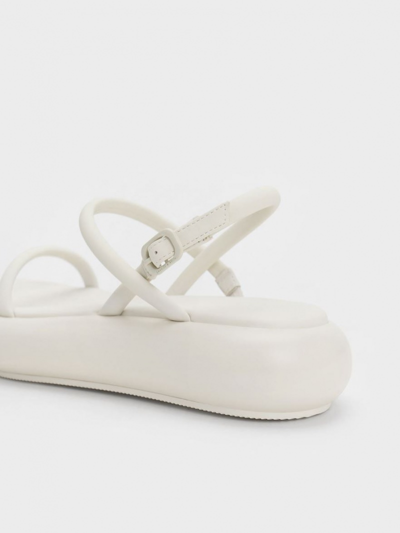 Charles & Keith Keiko Gepolstert Plateausandalen Weiß | 623FPSBRJ